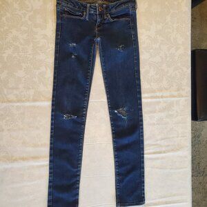 American Eagle Women’s Blue Jeans Size 0 Regular Skinny Stretch Distressed Holes